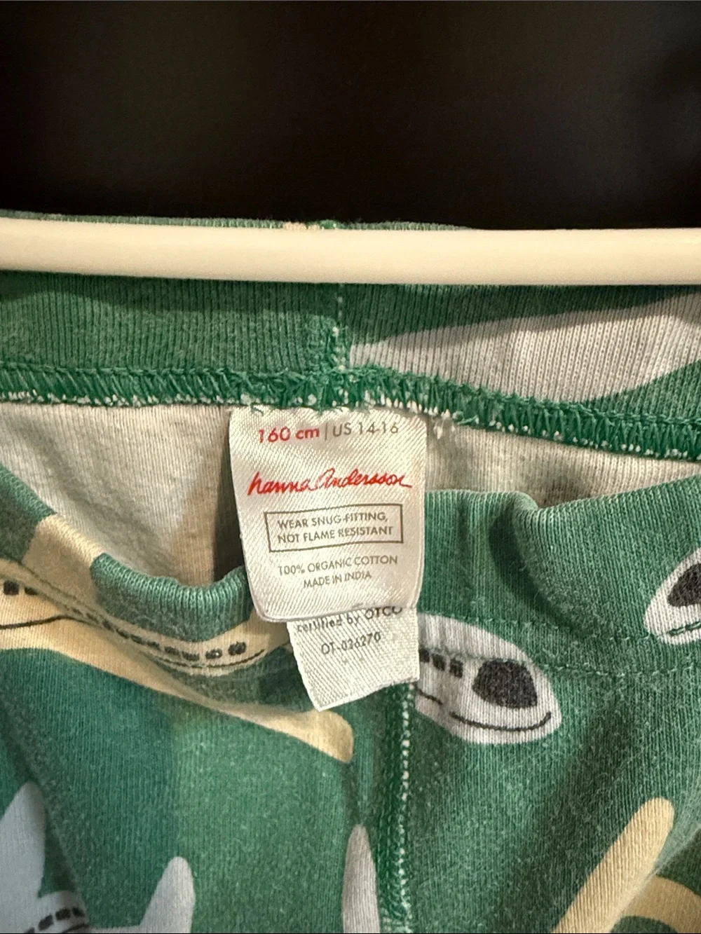 Hanna Andersson Green Airplane Print Pajama Set